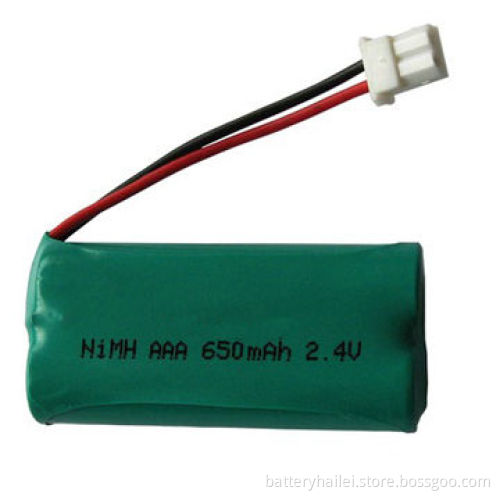 2.4V Rechargeable NiMH Battery Pack, H-AAA, 650mAh x 2